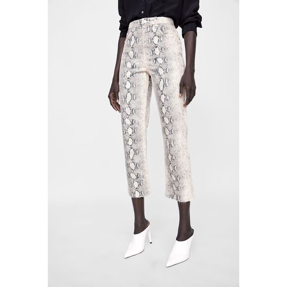 Zara zw premium cropped snake print jeans - Picture 2 of 5